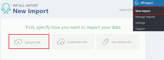 Upload CSV file to import Upload CSV file to import