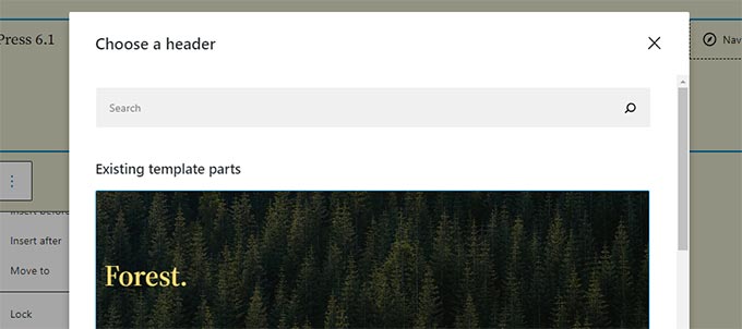 Select template part Select template part