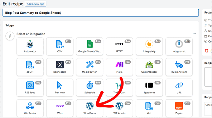 Select WordPress as the trigger platform in Uncanny Automator