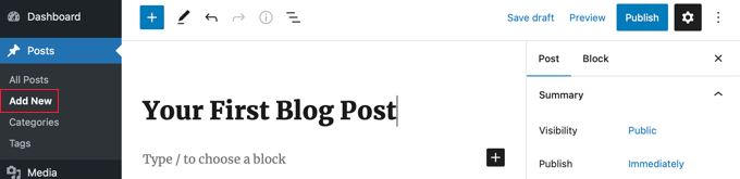 Writing Your First Blog Post Writing Your First Blog Post