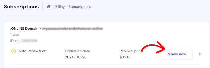 Click renew now button Click renew now button