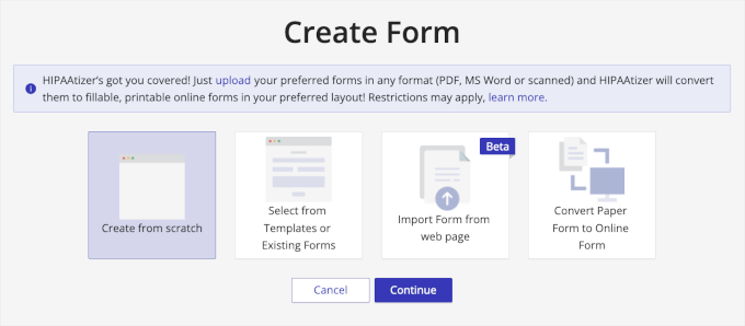 Creating HIPAAtizer form from scratch Creating HIPAAtizer form from scratch