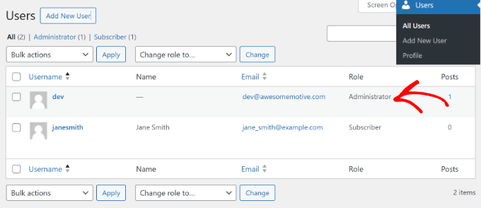 Check user roles Check user roles