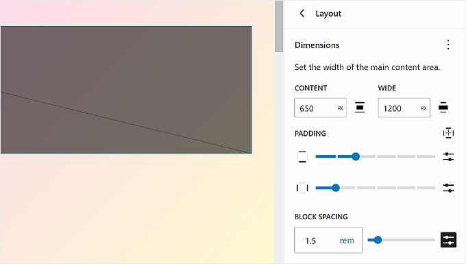 The Styles tab's Layout settings in WordPress Full Site Editor The Styles tab's Layout settings in WordPress Full Site Editor