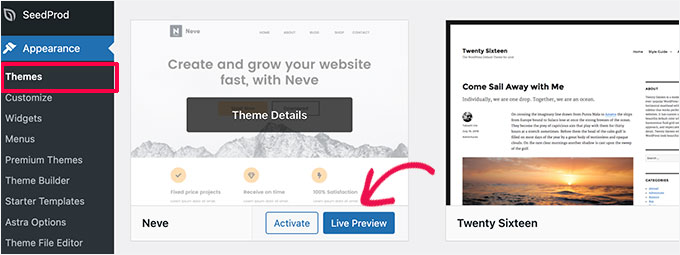 Live preview theme Live preview theme