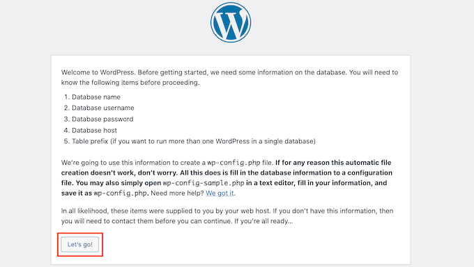 Installing WordPress locally Installing WordPress Summary Page