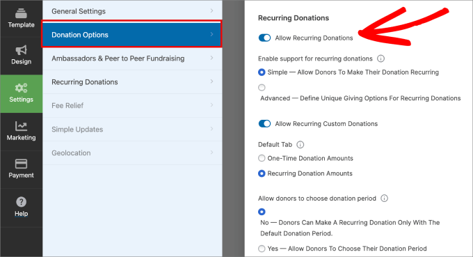 allow recurring donations in Charitable allow recurring donations in Charitable