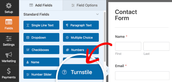 Add Turnstile field to WPForms