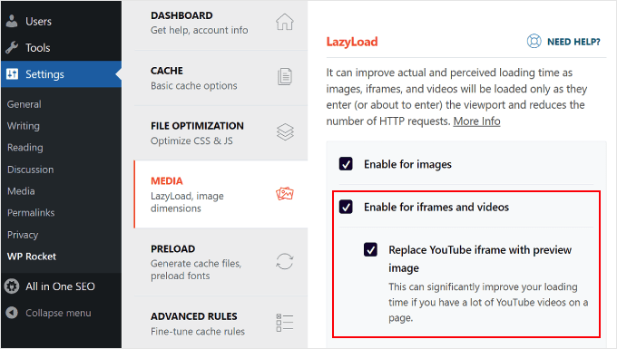 WP Rocket's lazy loading features WP Rocket's lazy loading features