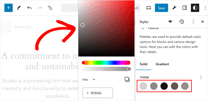 Changing a block theme's global color in FSE Changing a block theme's global color in FSE