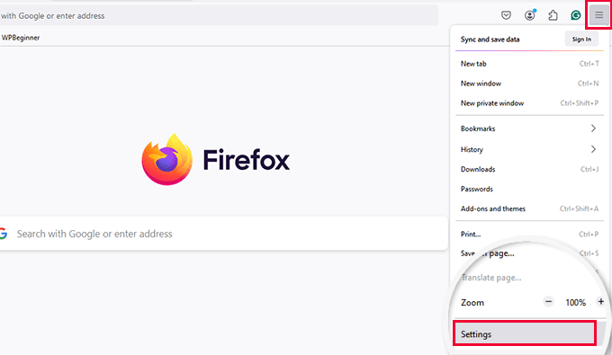 Firefox settings Firefox settings
