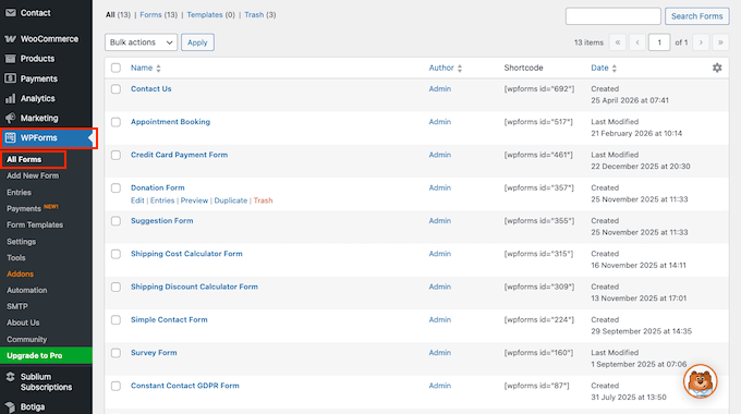 The WPForms user interface 