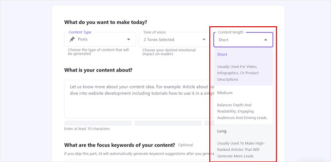 Choosing the length of content in Hostinger WordPress AI Assistant Choosing the length of content in Hostinger WordPress AI Assistant
