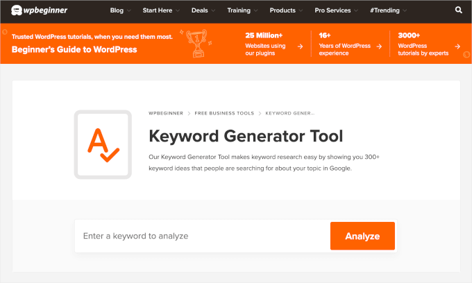 WPBeginners' Keyword Generation Tool WPBeginners' Keyword Generation Tool