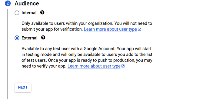Choose audience for your OAuth login