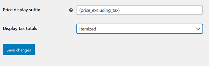 Configure display tax totals option Configure display tax totals option