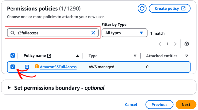 Selecting AWS Permissions Policies Selecting AWS Permissions Policies