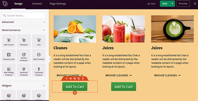 Use SeedProd to create WooCommerce sales funnel page