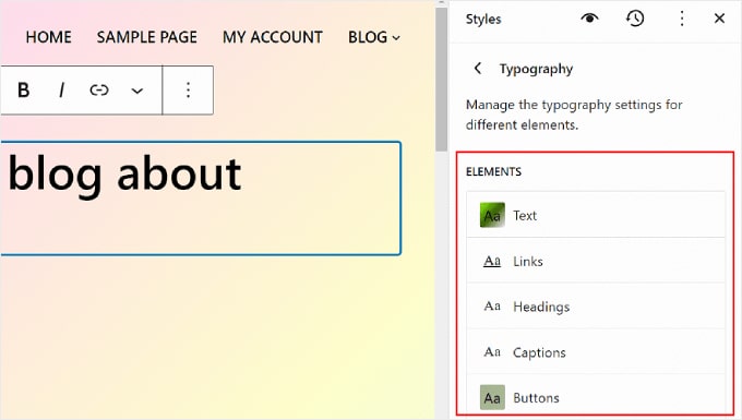 What Typography elements are available to edit in WordPress Full Site Editor What Typography elements are available to edit in WordPress Full Site Editor