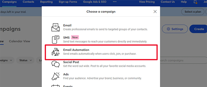 Create email automation campaign Create email automation campaign