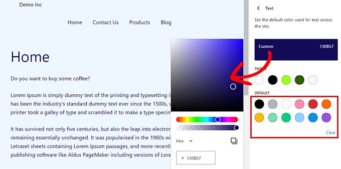 Change text color using color picker Change text color using color picker