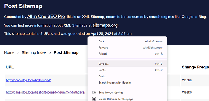 Save sitemaps Save sitemaps