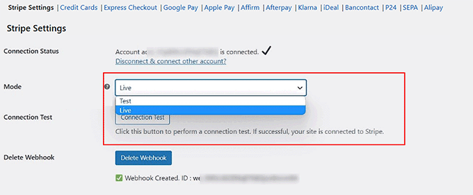 Enable Live mode for Stripe payments Enable Live mode for Stripe payments