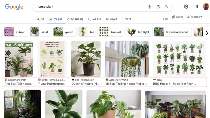 An example of a Google image search An example of a Google image search