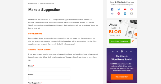 wpbeginner-make-a-suggestion WPBeginner make a suggestion