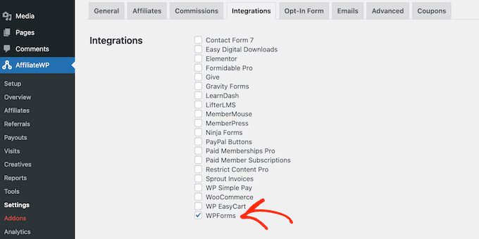 Integrating WPForms and AffiliateWP Integrating WPForms and AffiliateWP