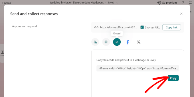 Copying MS Forms shortcode Copying MS Forms shortcode