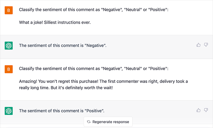 OpenAI sentiment analysis ChatGPT sentiment analysis