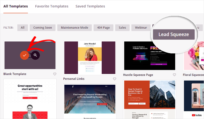 Select lead squeeze option and template Select lead squeeze option and template