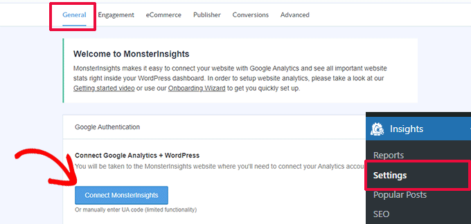 Connect MonsterInsights Connect MonsterInsights