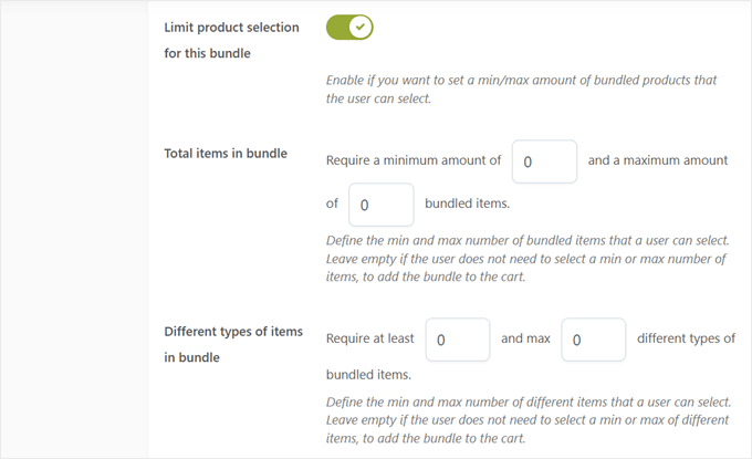 Limiting the product bundle selection with the YITH plugin Limiting the product bundle selection with the YITH plugin