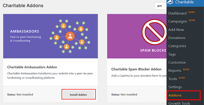 Install the Ambassadors addon Install the Ambassadors addon