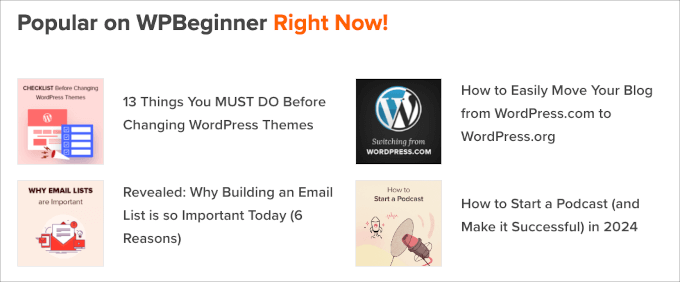 WPBeginner recent posts example WPBeginner recent posts example