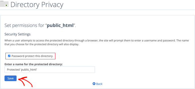 Check the Box to Password Protect This Directory Check the Box to Password Protect This Directory