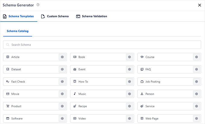 Choose schema type Choose schema type