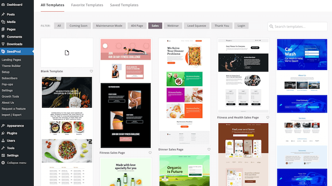 SeedProd's collection of ready-made templates SeedProd's collection of ready-made templates