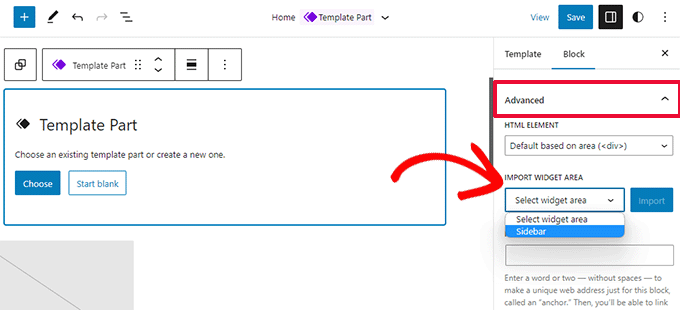 Import classic widgets into template part Import classic widgets into template part