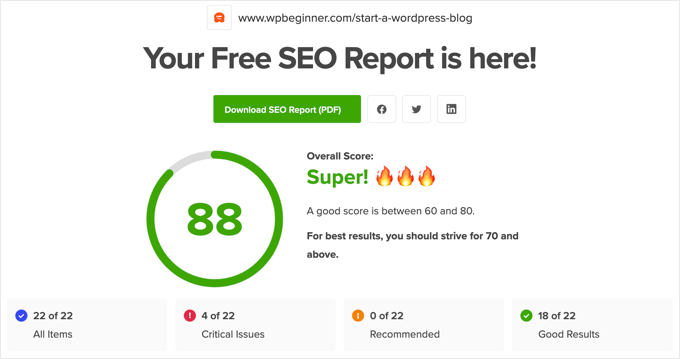 Score Example in SEO Analyzer Score Example in SEO Analyzer