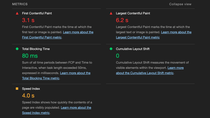 Google Lighthouse Performance Report Expanded View Google Lighthouse Performance Report Expanded View