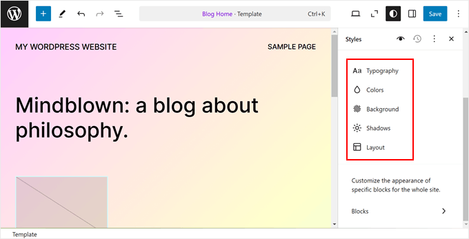 The Global Styles settings in WordPress Full Site Editor The Global Styles settings in WordPress Full Site Editor