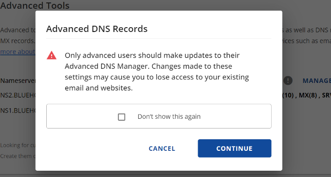 Continue the warning message Continue the warning message