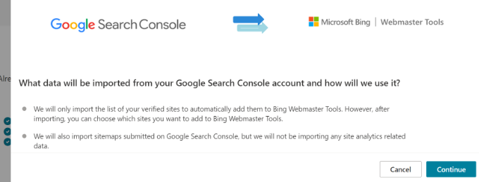 Import site from search console Import site from search console