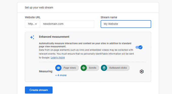 Add new domain stream Add new domain stream