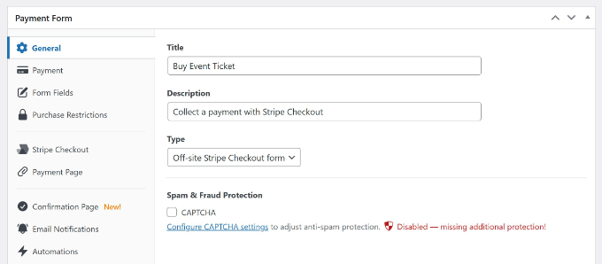 Enter payment form details Enter payment form details