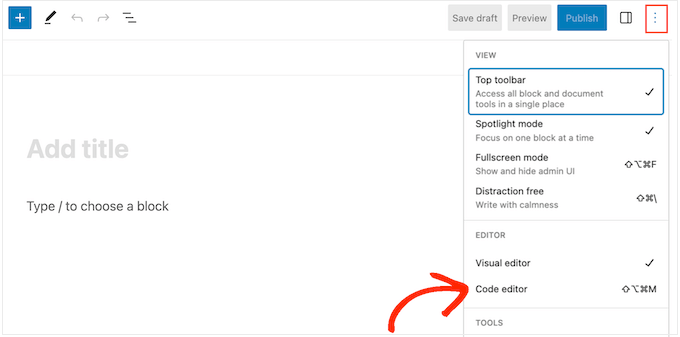 Opening the WordPress code editor Opening the WordPress code editor