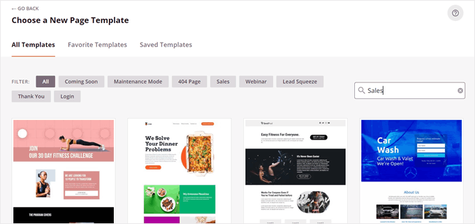 SeedProd's template library SeedProd's template library